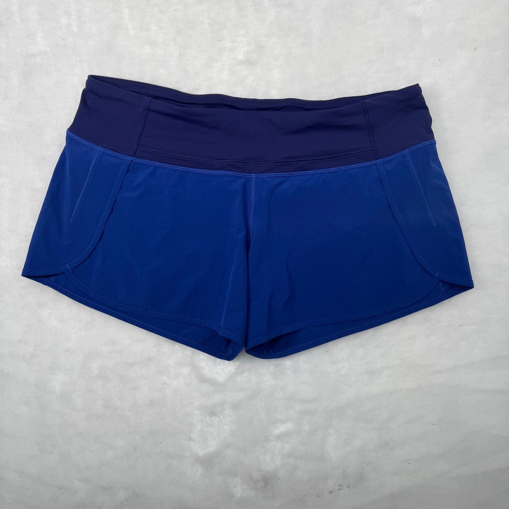 Lululemon Speed Up Shorts Size 10 Lined Blue Athletic Running Workout Women